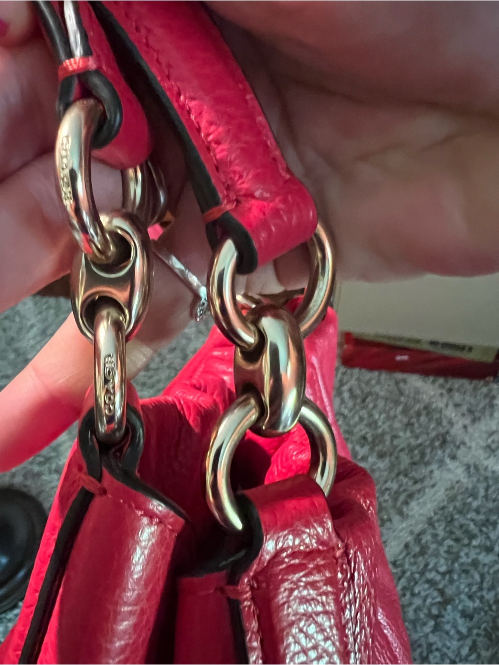 Coach Maya Red Pebbled Leather Shoulder Bag with Gold Hardware - Picture 2 of 6
